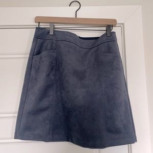 LOFT A-line suede skirt - slate blue